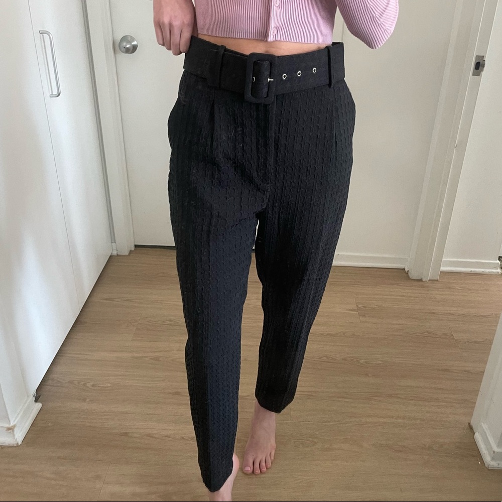 Zara belted houndstooth trousers
